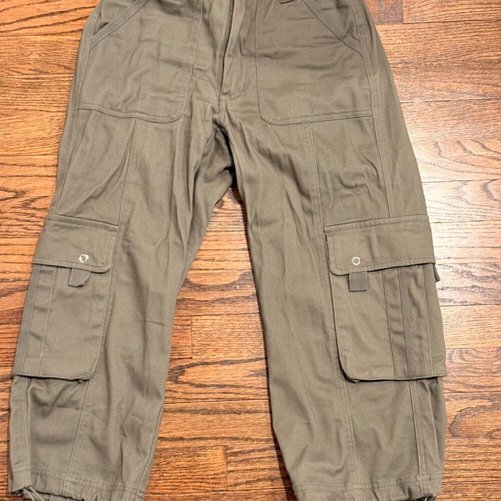 Green Cargo Pants Capris Utility Pockets